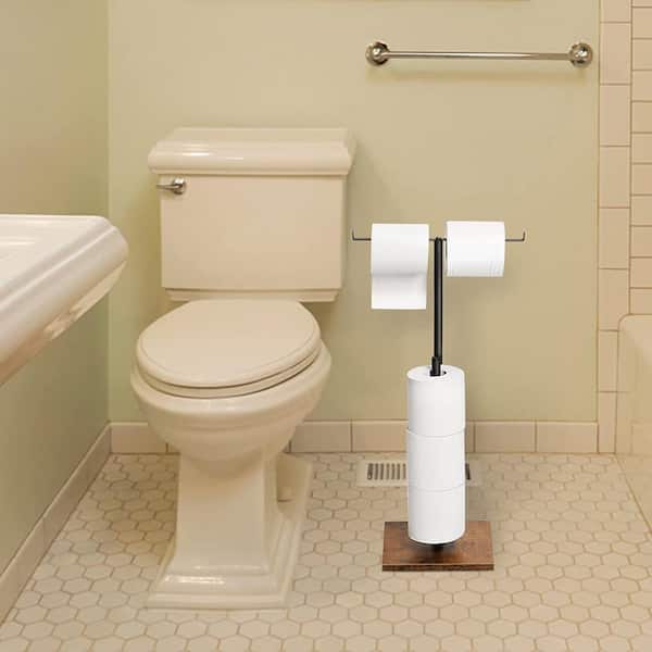 Home Basics Freestanding Dispensing Toilet Paper Holder, Satin Nickel, BATH ORGANIZATION