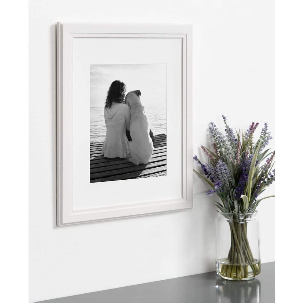 Classic White 11x14 Solid Wood Picture Frames Set of 4