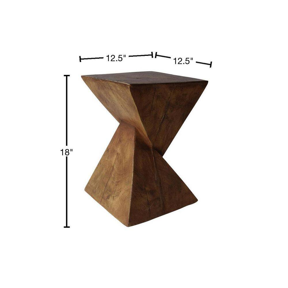 Natural Twisted Hourglass Concrete Accent Table