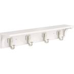 Simple Square 27 in. White and Satin Nickel Single Prong Shelved Hook Rack