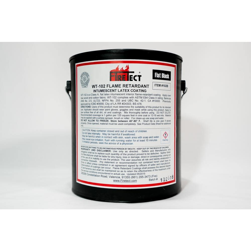 WT-102 1 gal. Black Flat Latex Intumescent Fireproofing Flame Retardant Pai
