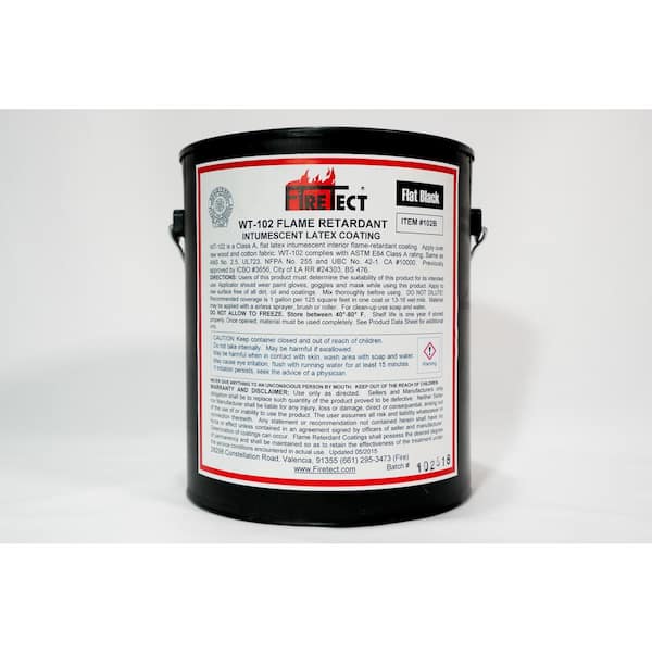 Firetect WT-102 1 gal. Black Flat Latex Intumescent Fireproofing Flame Retardant Paint Coating for Wood