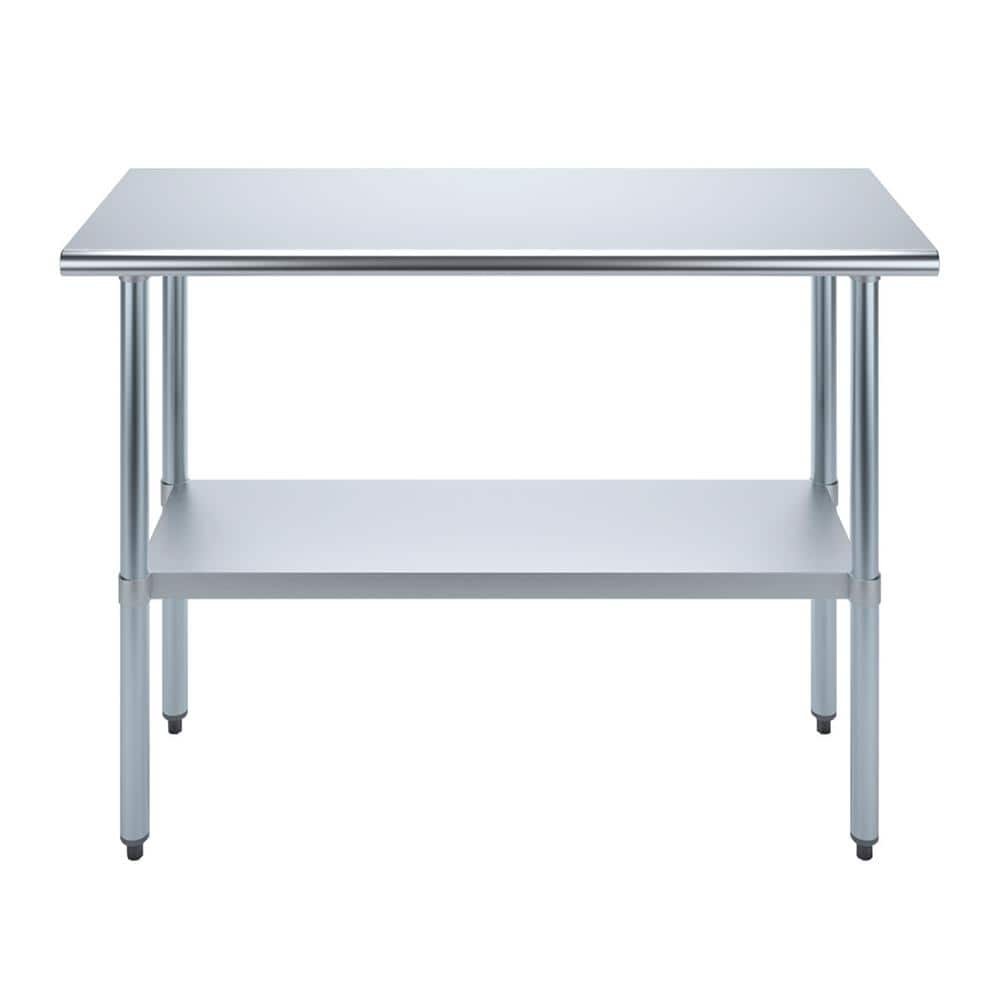 48" Stainless Steel Kitchen Utility Table with Adjustable Shelf