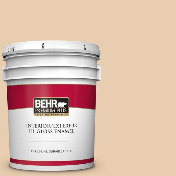 BEHR PREMIUM PLUS 5 gal. #BXC-64 Shortbread Cookie Hi-Gloss Enamel Interior/Exterior Paint