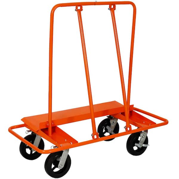 2400 lb. Capacity Heavy Duty Drywall Sheet Cart and Panel Dolly, Panel Service Cart with 8" Black Mold-On Rubber Wheels