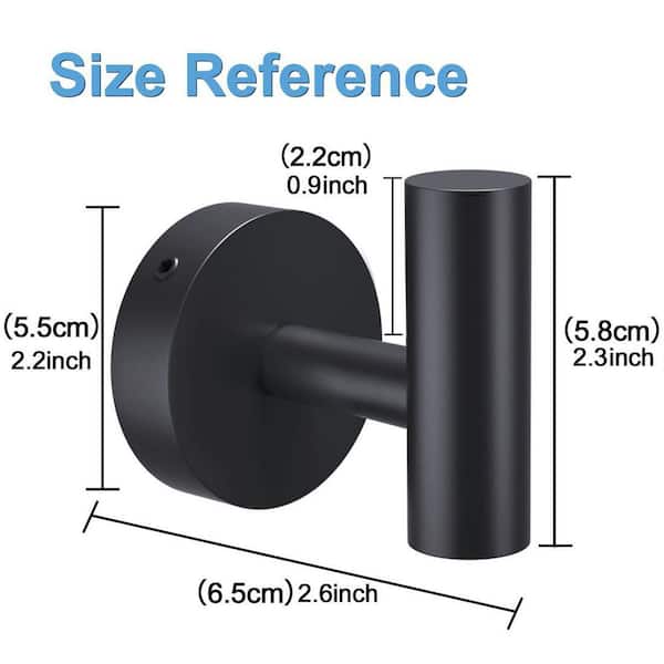Dracelo Wall Mounted Round Stainless Steel Bathroom Towel J-Hook Robe Hook  in Matte Black (4-Pack) B08Q3ZL6P7 - The Home Depot