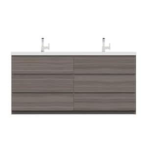 Paterno 72 in. W x 19 in. D Bath Vanity in Gray with Acrylic Vanity Top in White with White Basin