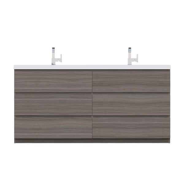 Paterno 72 in. W x 19 in. D Bath Vanity in Gray with Acrylic Vanity Top in White with White Basin