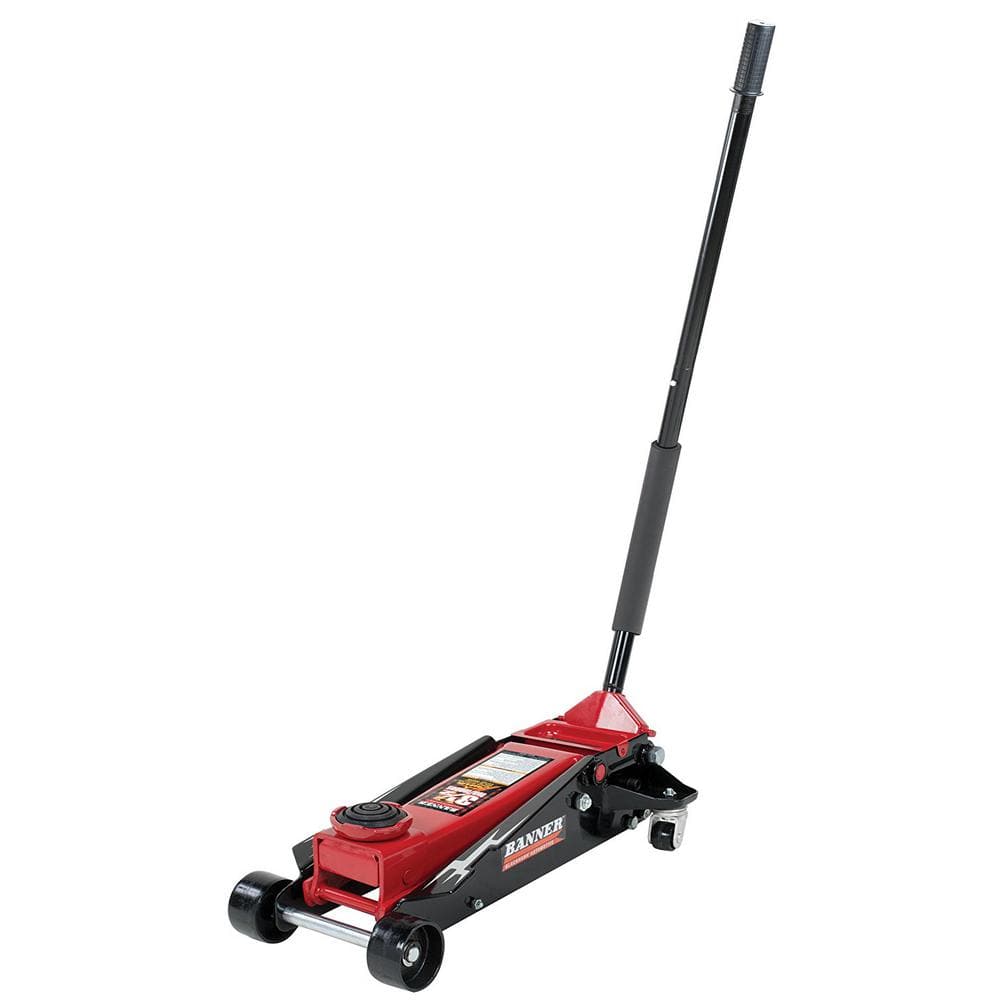 Black and Red Heavy-Duty Steel 3.5 Ton Hydraulic Service Jack