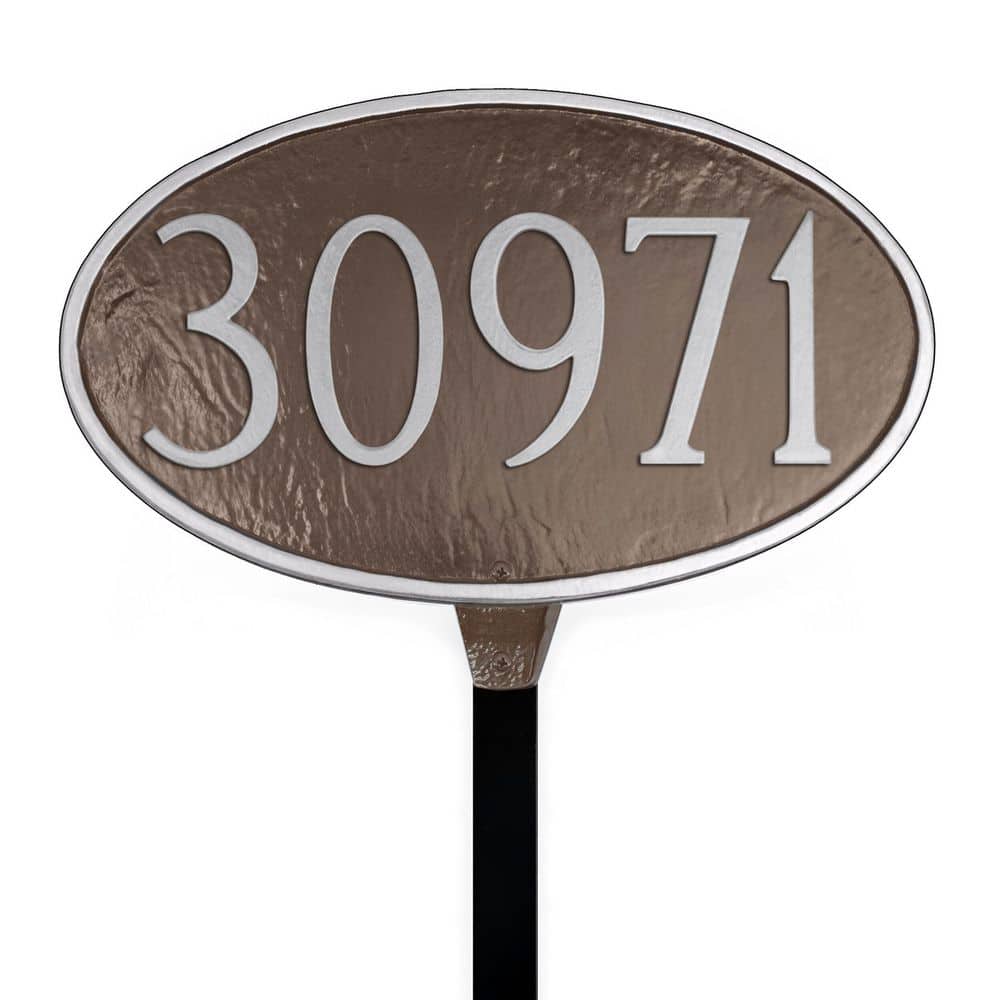 Classic Oval Small Address Sign Plaque with Lawn Stake - Chocolate/Silver price history on PriceWatchPro