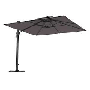 10 ft. Square Aluminum 360-Degree Rotation Cantilever Patio Umbrella with Cross Base in Dark Gray for Garden