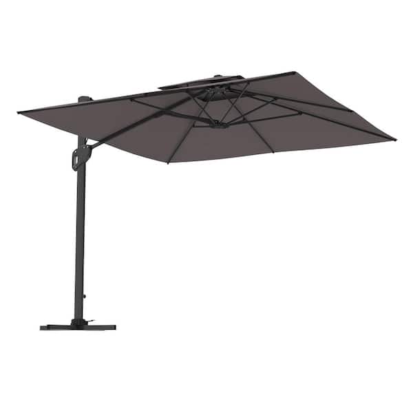 Mondawe 10 ft. Square Aluminum 360-Degree Rotation Cantilever Patio Umbrella with Cross Base in Dark Gray for Garden