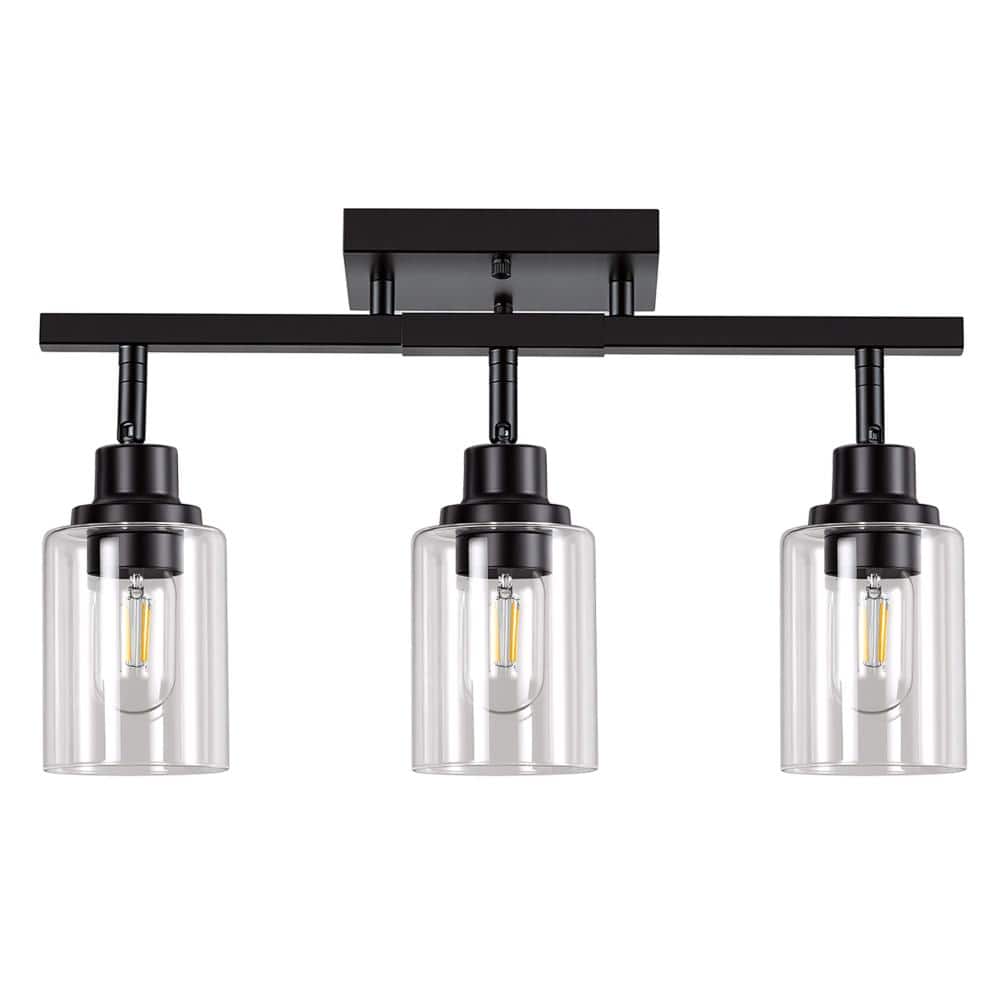 Modern 20 in. 3-Light Black Vanity Light with Clear Glass Shades and Rotatable Lamp Heads price history on PriceWatchPro
