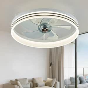 Lidia 19.68 in. Indoor LED White Modern Flush Mount Ceiling Fan with Light, Ceiling Fan for Small Room Bedroom