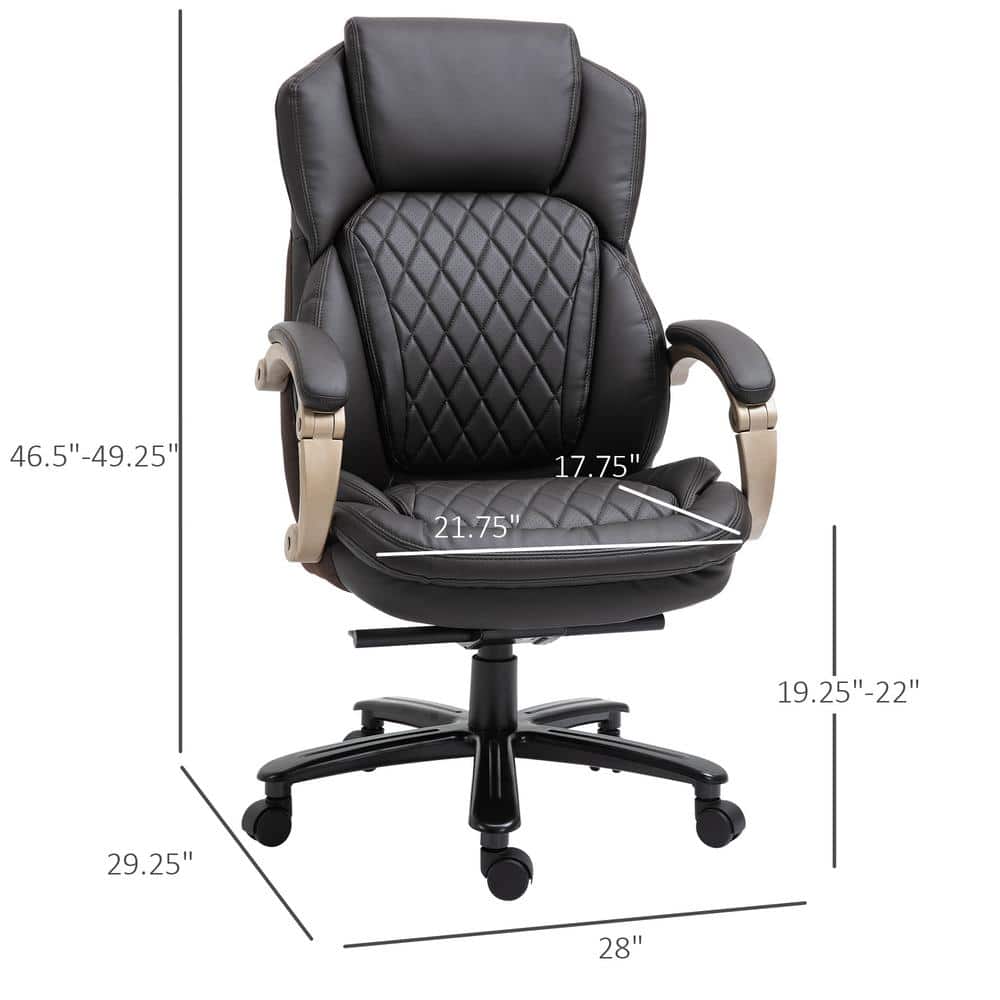 Brown High Back Leather Executive Swivel Chair with Adjustable Arms