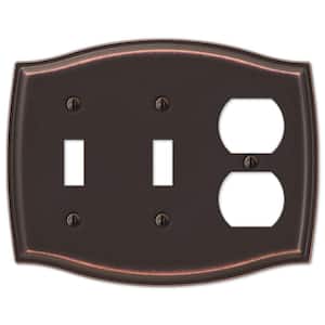 Vineyard 3 Gang 2-Toggle and 1-Duplex Steel Wall Plate - Aged Bronze