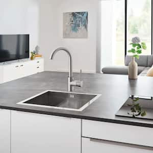 Single Handle Kitchen Bar Faucet with 360 Degree, Single Hole Bar Kitchen Sink Faucet in Brushed Nickel