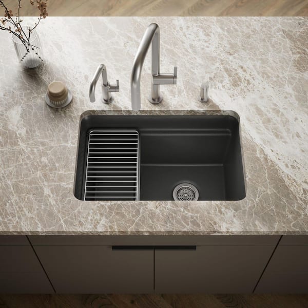 Cairn 18-5/16 in. x 27-1/2 in. x12-5/8 in. Composite Undermount Utility Sink in Matte Graphite