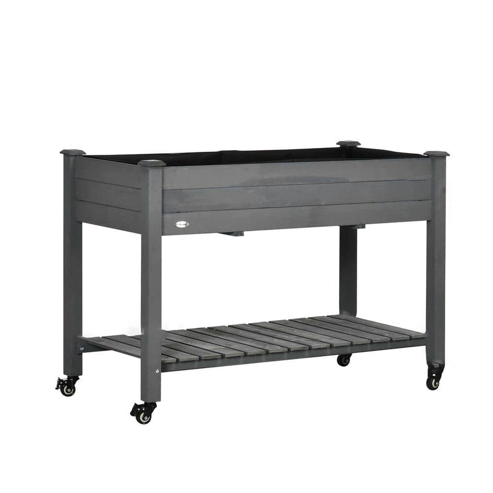 Elevated Garden Beds, 47 in. x 22 in. x 33 Wooden Planter Box, Lockable 