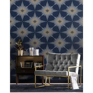 Navy Blue North Star Unpasted Nonwoven Paper Wallpaper Roll 57.5 sq. ft.