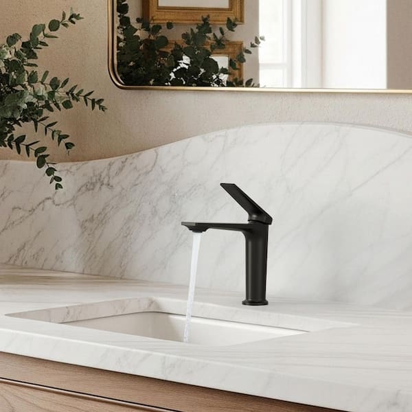 EVERSTEIN 7.25 in. Height Waterfall 1-Handle Faucet Splash-Proof
