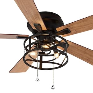 Vivian 52 in. Indoor Hugger Black Ceiling Fan with Light Kit and Pull Chain