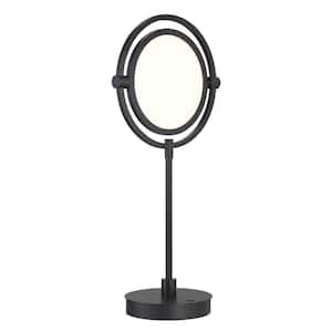 Studio 23 27 in. Black Modern Integrated LED Table Lamp for Living Room with White Acrylic Shade and USB Port