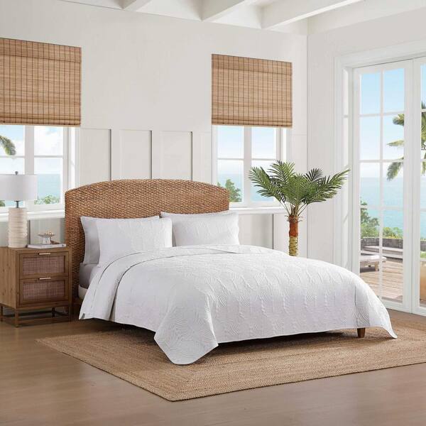 Tommy Bahama Line Palm 2-Piece White Twin Cotton Quilt Set