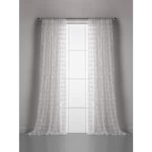 Chichi 54 in. W x 96 in. L White Cascading Tulle Petal Window Curtain