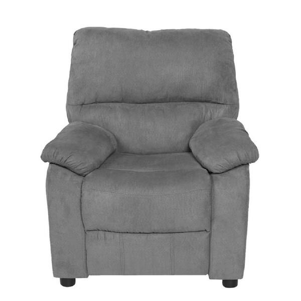 Relaxzen Gray Youth Recliner with Storage Arms and Dual USB