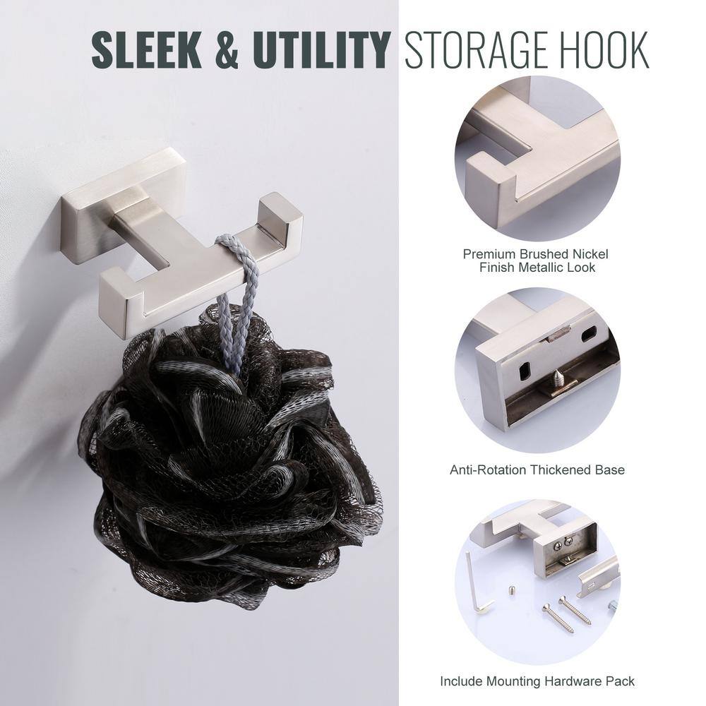 Brushed Nickel Square Stainless Steel Wall Mounted Towel Hook