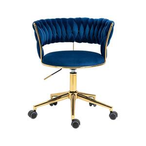 Navy Blue Velvet Morden Swivel Height Adjustable Task Chair