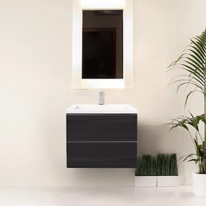 Air Wall Mount 25 in. W x 19 in. D x 20 in. H Single Sink Floating Bath Vanity in Dark Ebony W/White Cultured Marble Top