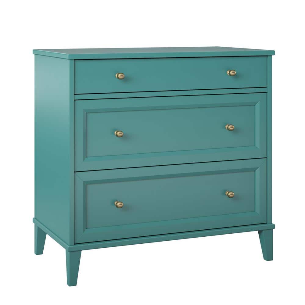 Emerald Green Industrial 2 Drawer Dresser with Pull-Out Desk
