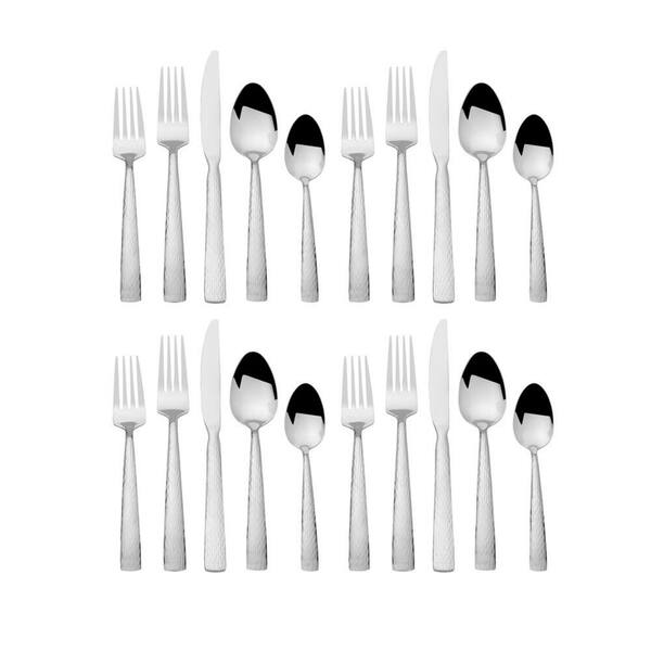 Oster Silvermist 20 Piece Stainless Steel Flatware Set with Steak Knives