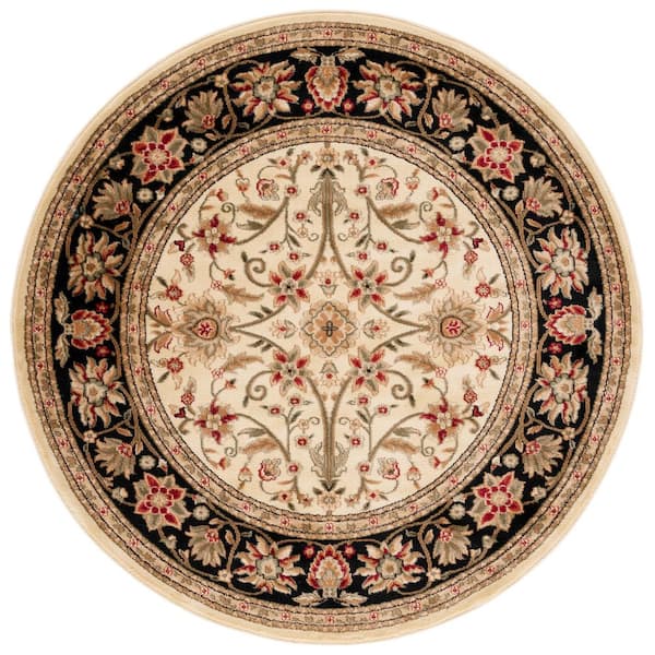 Lyndhurst 6 x 6 Ivory/Black Persian Round Rug