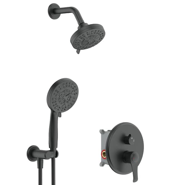 GIVING TREE Single-Handle 14-Spray High Pressure Shower Faucet in Matte Black(Valve Included)