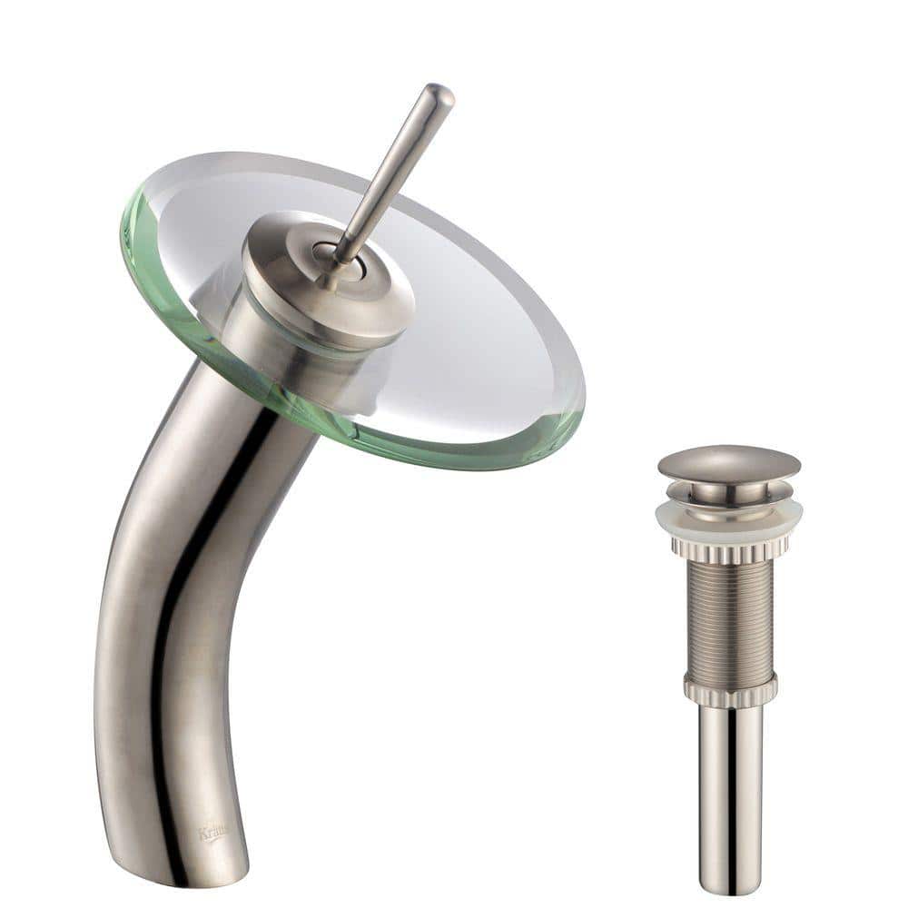 Contemporary Gold Brass Vessel Faucet with Nickel Accents