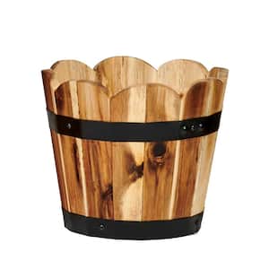 8 in. Scalloped Acacia Wood Planter