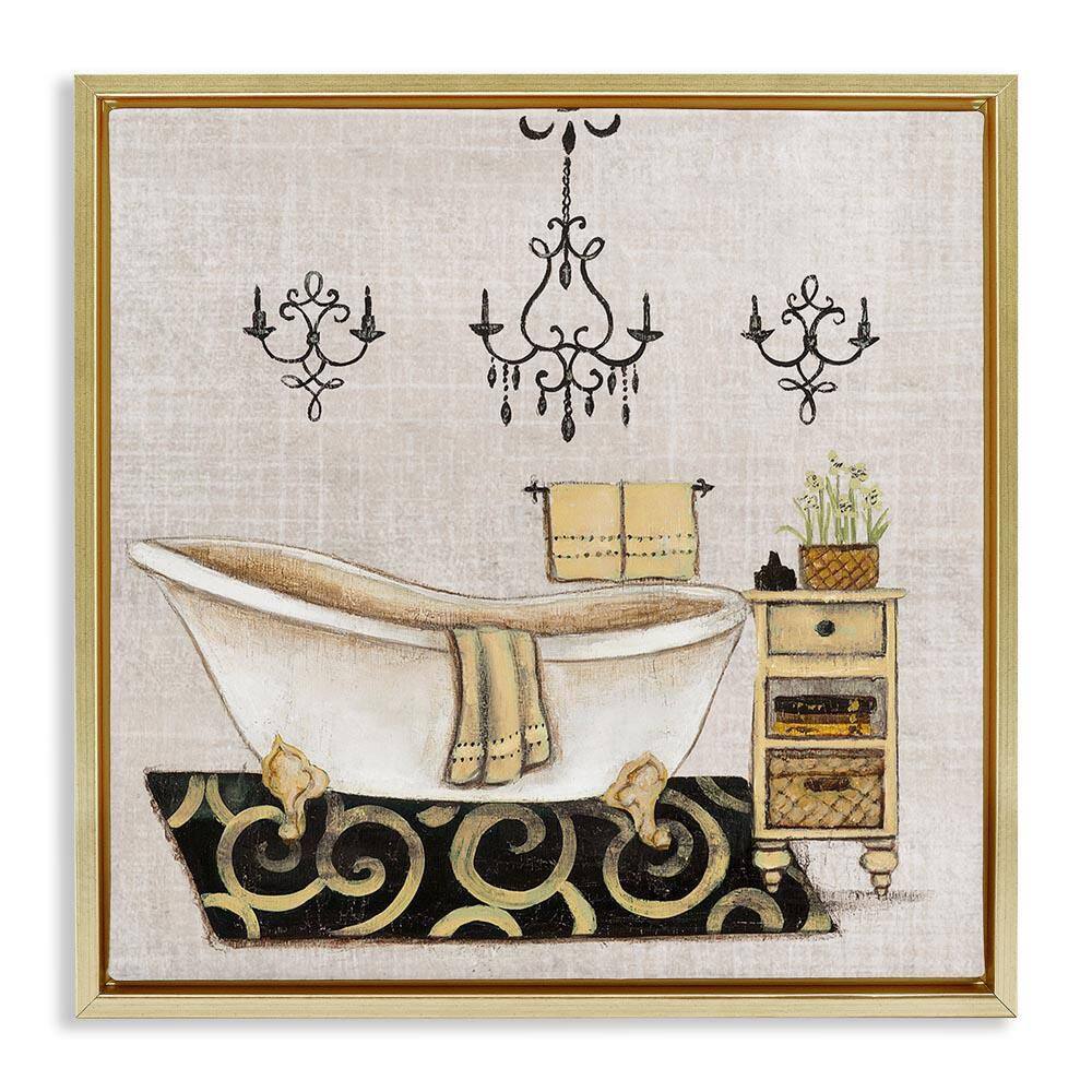 Vintage Luxurious Bathroom Tub by Janet Tava Gold Floater Frame Coastal Graphic Art Print 25 in. x 25 in. price history on PriceWatchPro