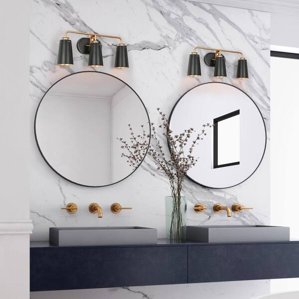 Sunny☆ Zevni Modern Transitional 22.5 in. 3-Light Flat Black Wall Sconce