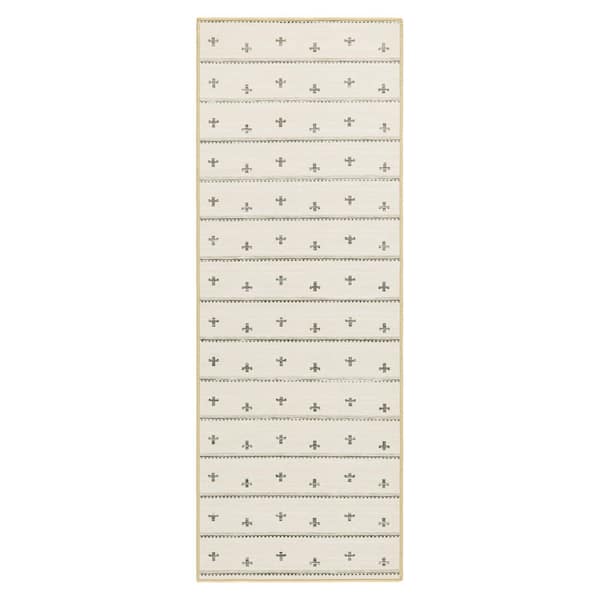 EVERWASH Haven 2 ft. 6 in. x 7 ft. Beige/Brown Scandinavian Stripe Washable Area Rug