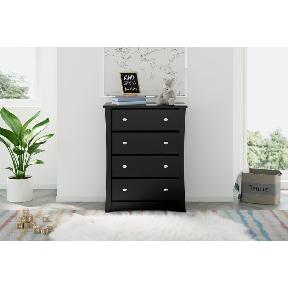Black Double Nursery Vertical 4-Drawer Chest