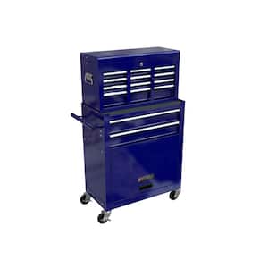 High Capacity Steel Rolling Tool Cart with Wheels and 8-Drawer Tool Storage Cabinet in Blue