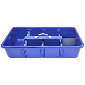 Professional Grade 25 in. Blue Polyethylene Tote Tray with 6-Dividers