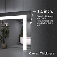tydex Zen 24 in. W x 36 in. H Rectangular Frameless LED Light Anti-Fog Wall Bathroom Vanity Mirror in Polished Crystal DXMD-2436