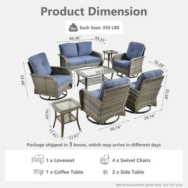 XIZZI Paradise 8 Pieces Wicker Outdoor Patio and Swivel Rocking