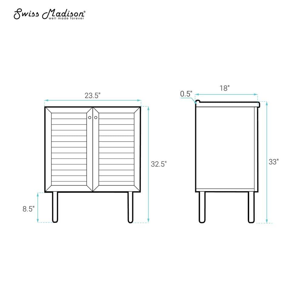 Bron 24" White Oak Freestanding Bathroom Vanity Cabinet