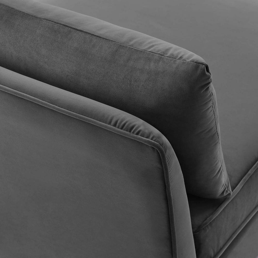 Gray Velvet Armless Chair with Gold Metal Legs