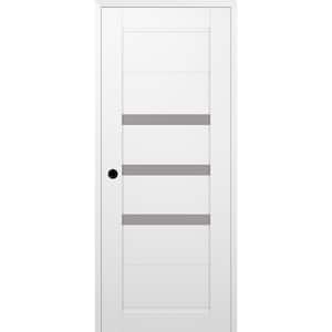 Rita 18 in. x 80 in. Right Hand 3-Lite Frosted Glass Snow White Composite Wood Single Prehung Door